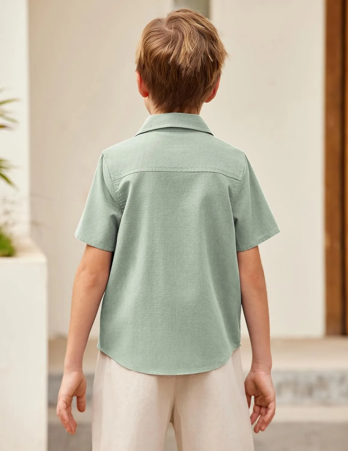 Arshiner Boys Cotton Linen Cuban Guayabera Shirt
