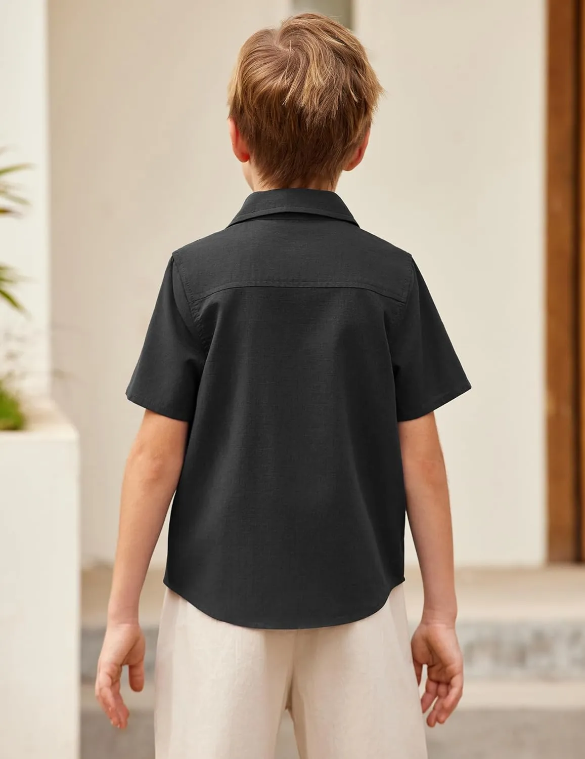 Arshiner Boys Cotton Linen Cuban Guayabera Shirt