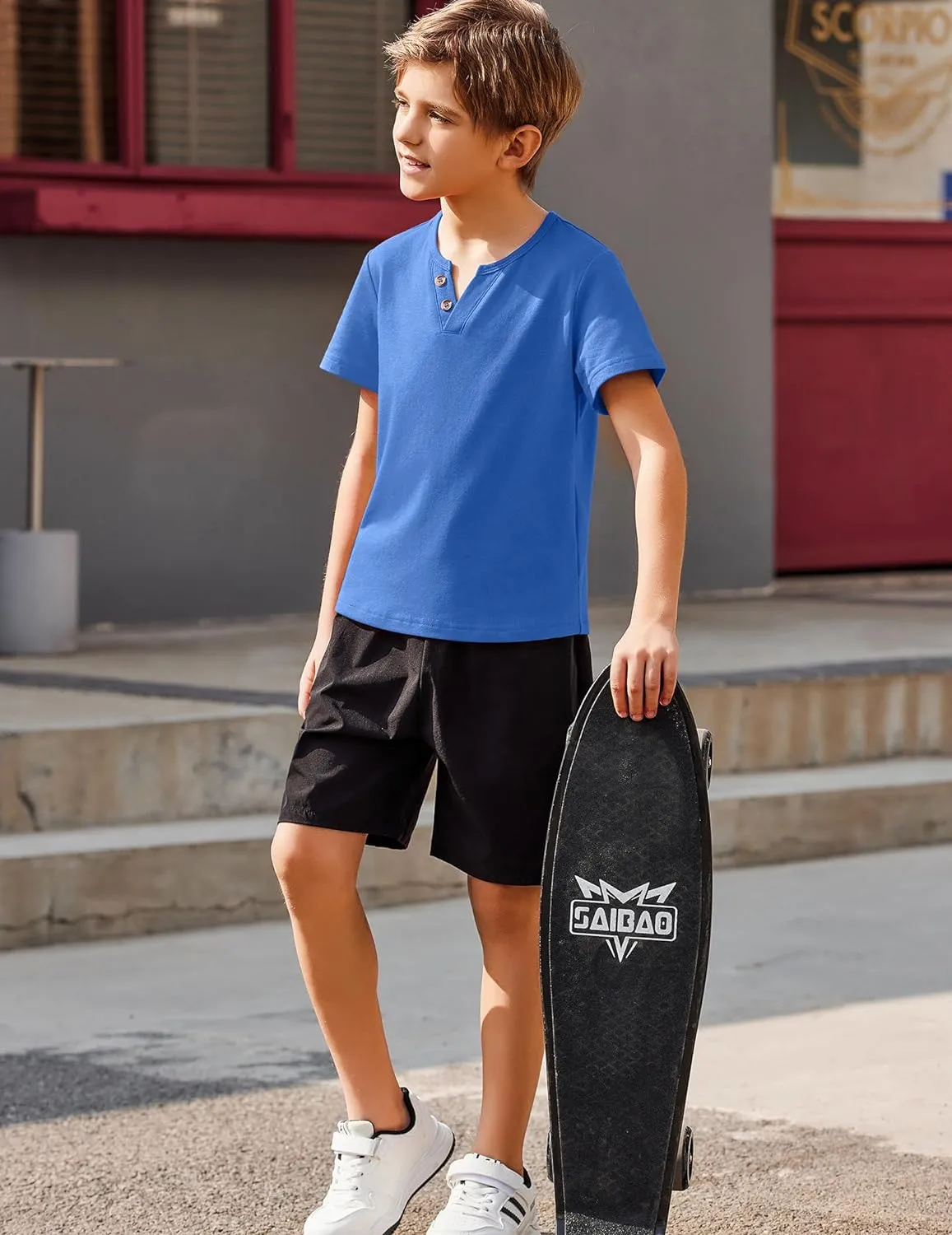 Arshiner Boy's Henley Shirt Soft Style T-Shirt with Multi Color