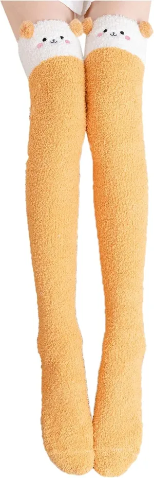 Autumn Winter Cute Vintage Fuzzy Socks Women Striped Super Soft Warm Winter Home Sleeping Slipper Socks