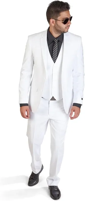AZAR MAN Slim Fit 3 Piece White Suit