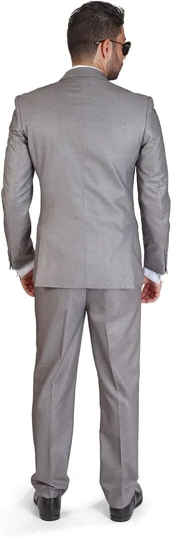 Azar Slim Fit 3 Piece Silver Suit