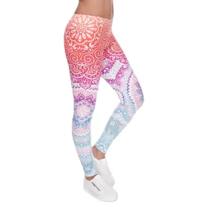 Aztec Round Ombre Printing legging Slim High Waist  Leggings Woman Pants