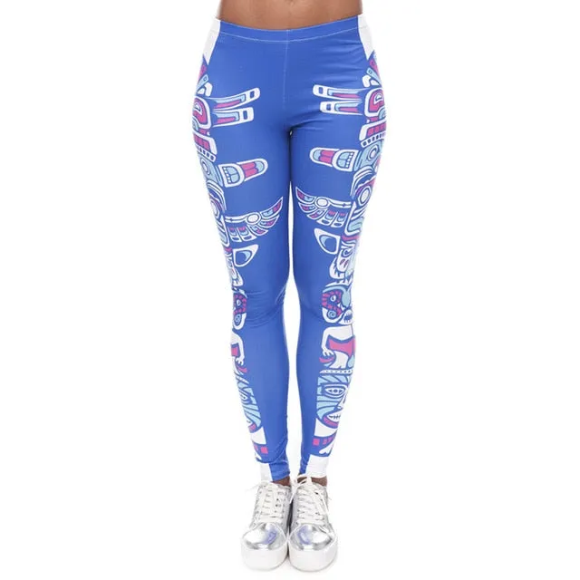 Aztec Round Ombre Printing legging Slim High Waist  Leggings Woman Pants