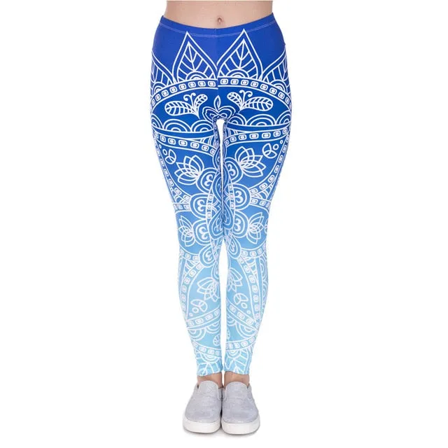 Aztec Round Ombre Printing legging Slim High Waist  Leggings Woman Pants