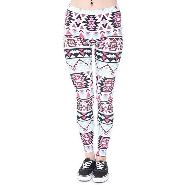 Aztec Round Ombre Printing legging Slim High Waist  Leggings Woman Pants