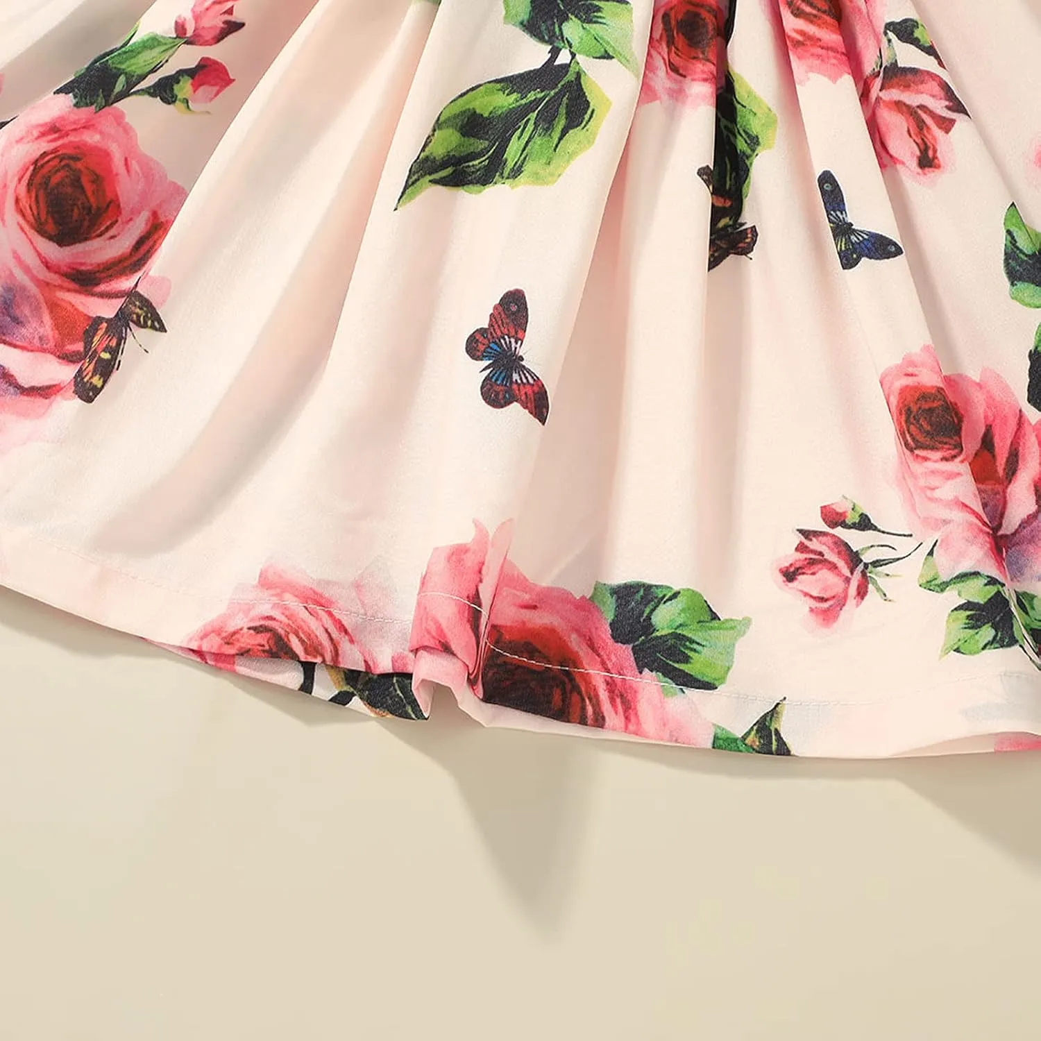 Baby Girl Dress Toddler Graduation Dress Short Ruffle Sleeve Girls Dress Summer Floral Graphic Infant Dress Sundress
