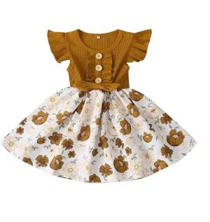 Baby Girl Dress Toddler Graduation Dress Short Ruffle Sleeve Girls Dress Summer Floral Graphic Infant Dress Sundress