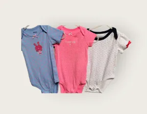 BABY GIRL SIZE(S) 6/9 MONTHS - 3 PACK, Graphic Onesie T-Shirts EUC B47