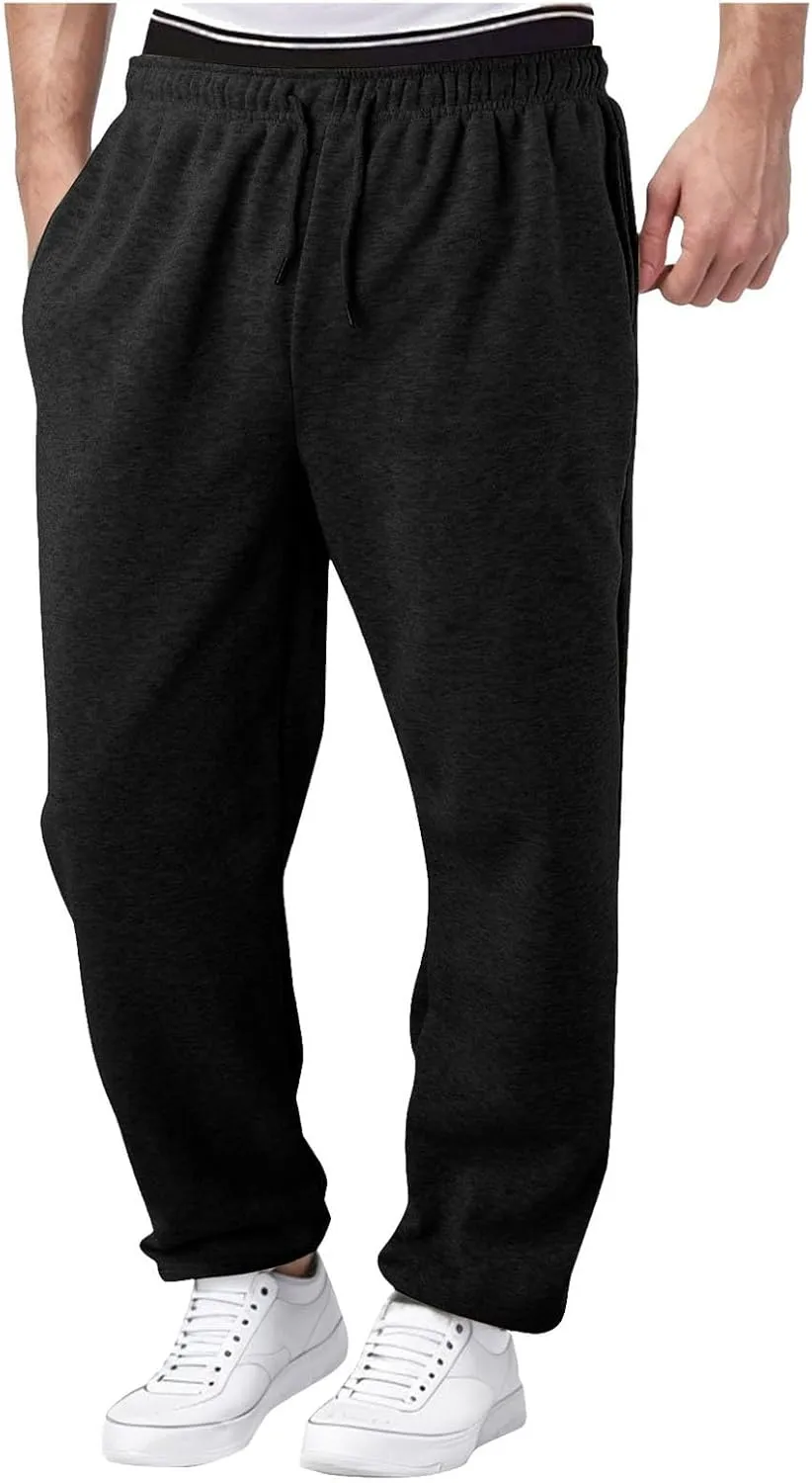 Baggy Sweatpants for Men Men Cargo Sweatpants Loose Casual Work Pants Joggers Open Bottom Drawstring Cargos Pant