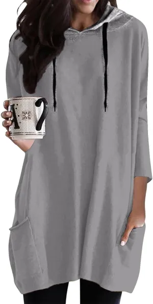 Beach Vacation Clothes for Women 2025, Women's Hoodie Dress Long Sleeve Tops Loose Sweatshirts Oversized Dresses
