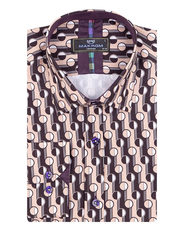 Beige Polka Dot Print Shirt