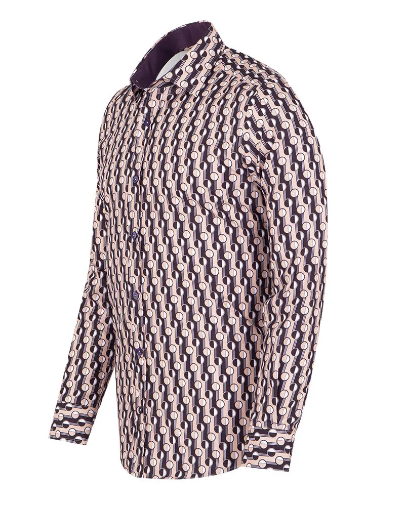 Beige Polka Dot Print Shirt