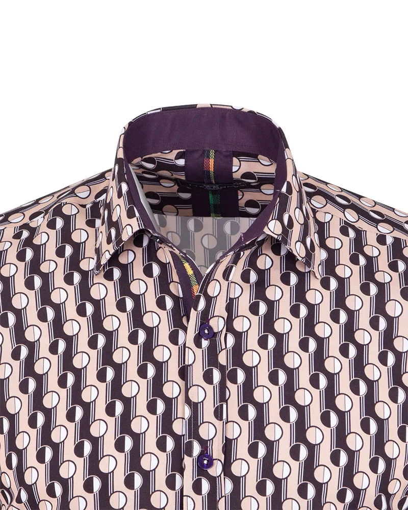 Beige Polka Dot Print Shirt
