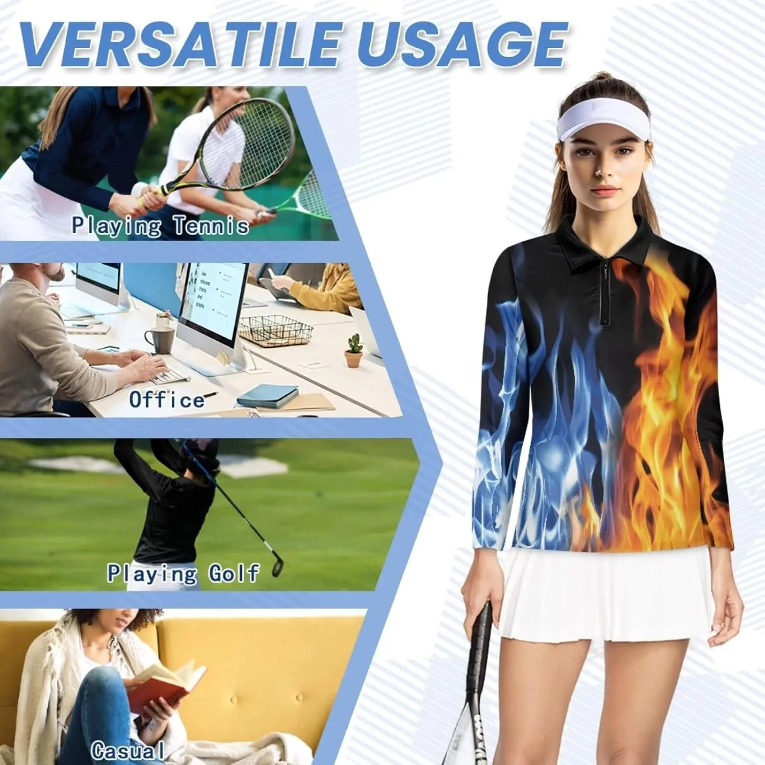 Belidome Long Sleeve Golf Shirt Womens Half Zip Athletic Top Moisture Wicking Outfit Activewear Quick Dry
