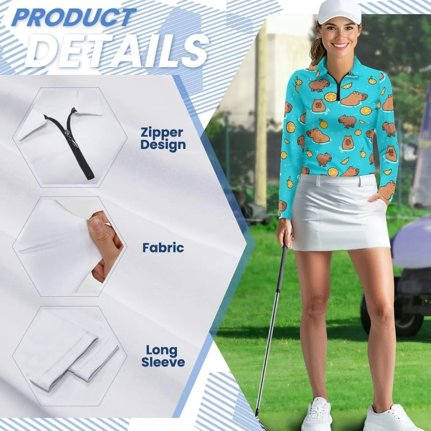 Belidome Long Sleeve Golf Shirt Womens Half Zip Athletic Top Moisture Wicking Outfit Activewear Quick Dry
