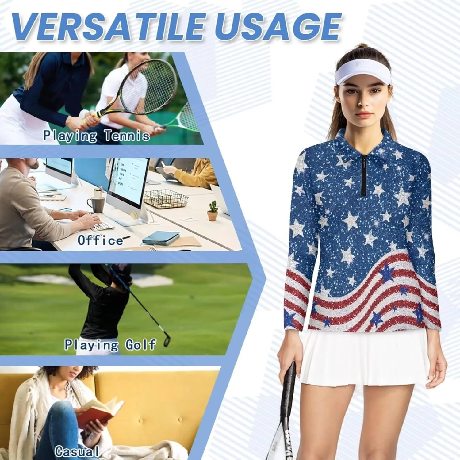 Belidome Long Sleeve Golf Shirt Womens Half Zip Athletic Top Moisture Wicking Outfit Activewear Quick Dry