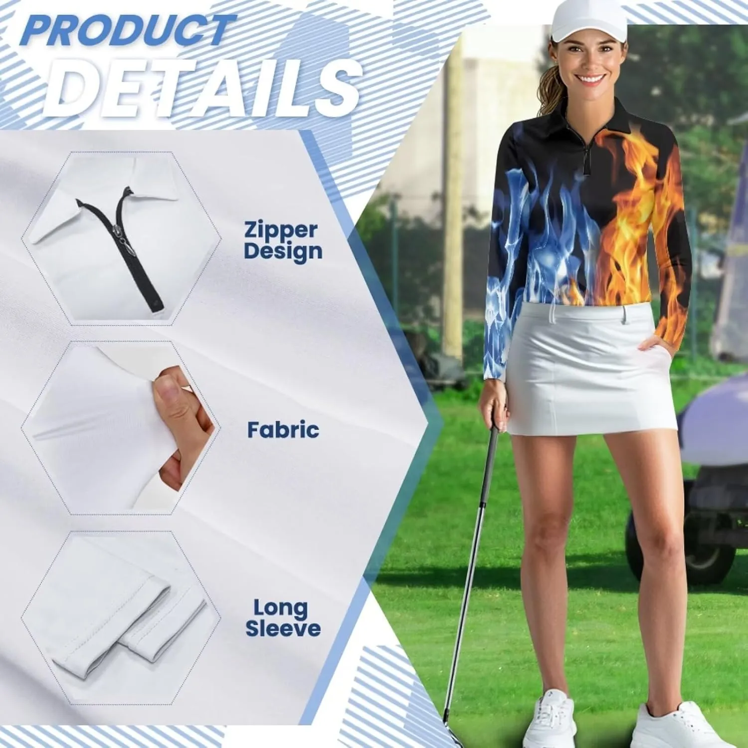 Belidome Long Sleeve Golf Shirt Womens Half Zip Athletic Top Moisture Wicking Outfit Activewear Quick Dry
