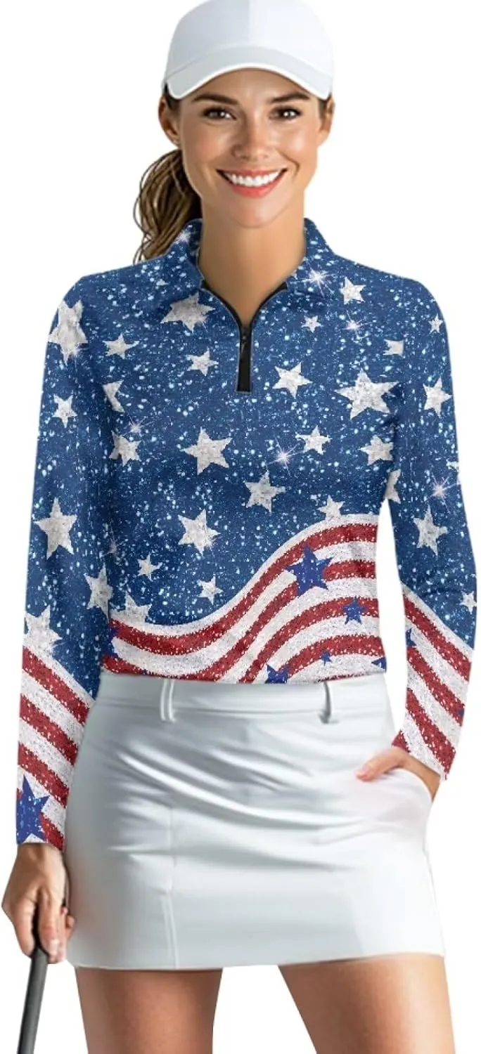 Belidome Long Sleeve Golf Shirt Womens Half Zip Athletic Top Moisture Wicking Outfit Activewear Quick Dry