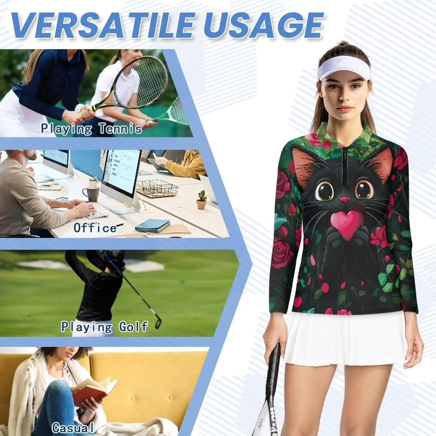 Belidome Long Sleeve Golf Shirt Womens Half Zip Athletic Top Moisture Wicking Outfit Activewear Quick Dry