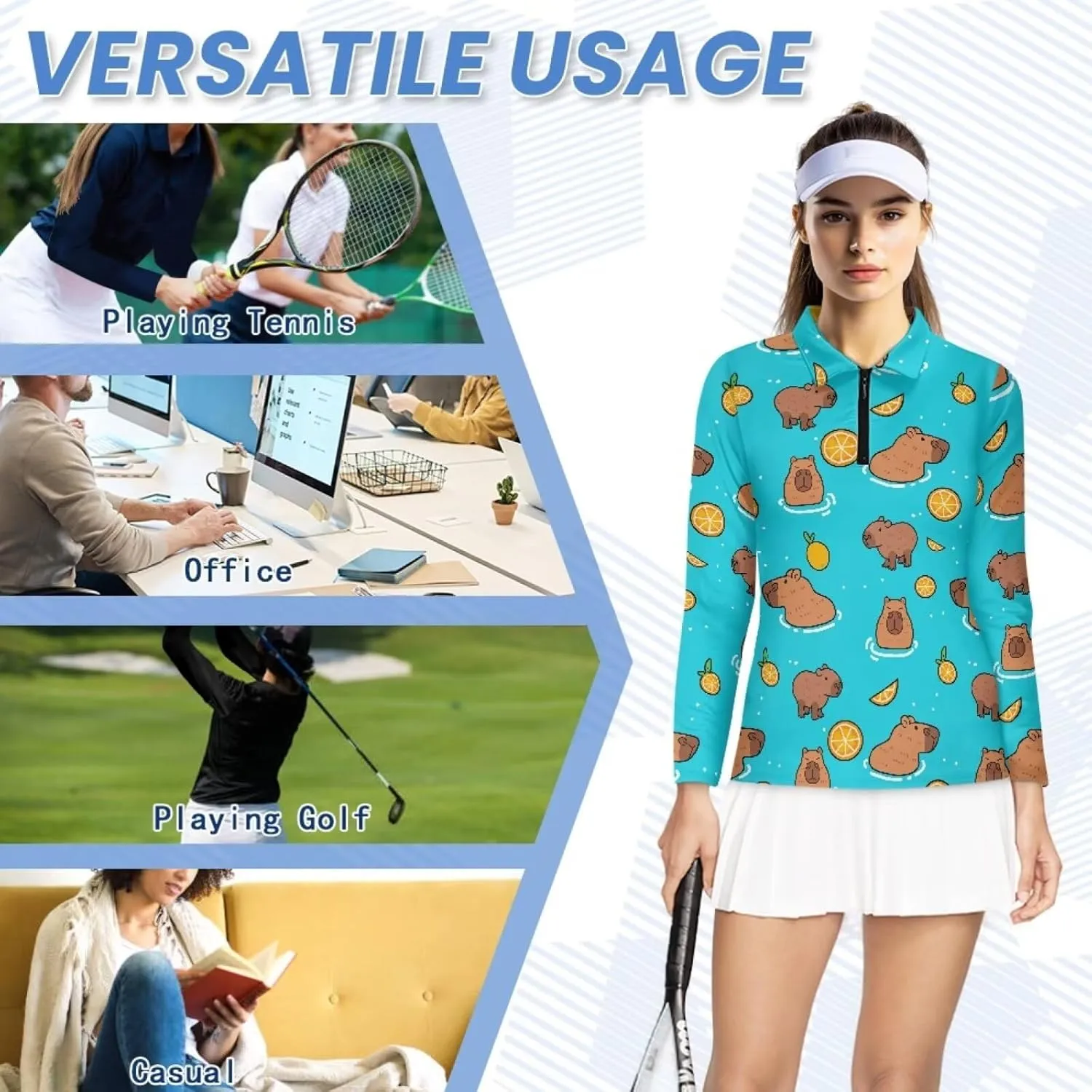 Belidome Long Sleeve Golf Shirt Womens Half Zip Athletic Top Moisture Wicking Outfit Activewear Quick Dry