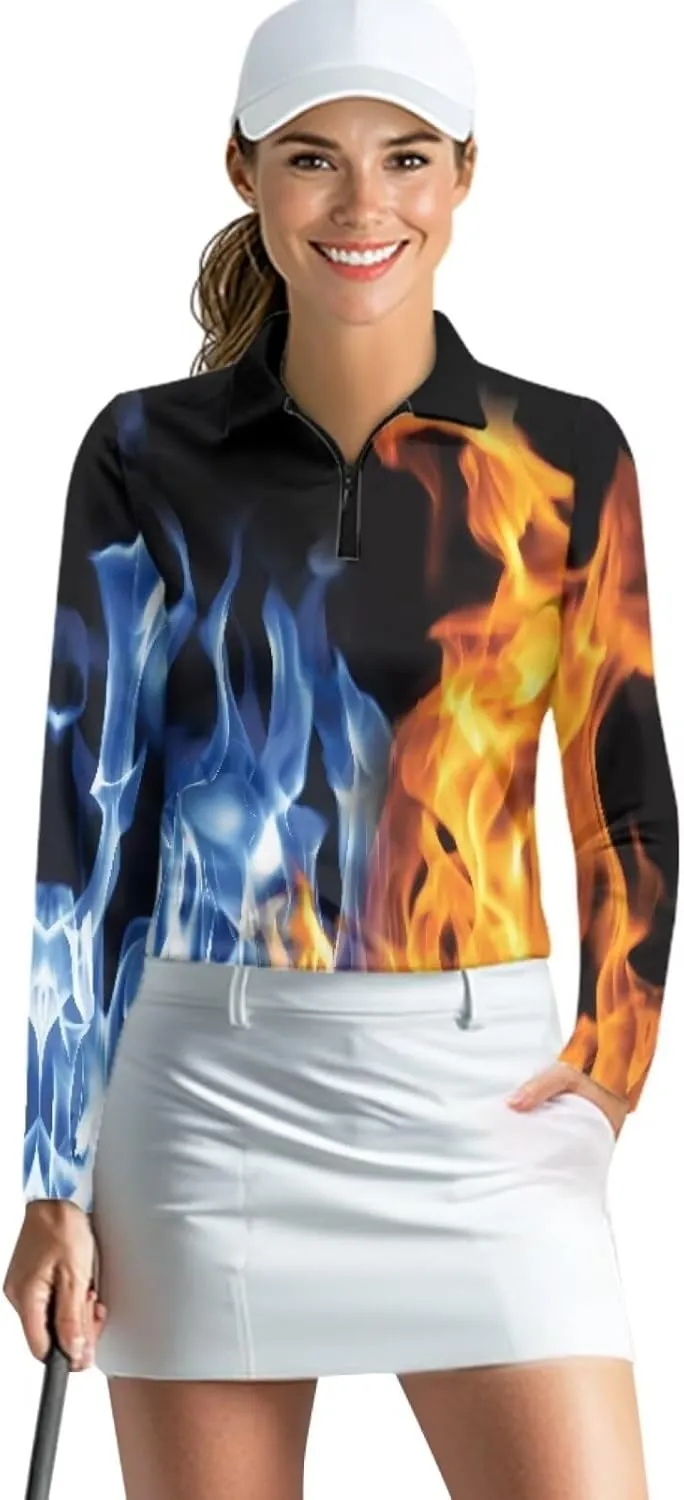 Belidome Long Sleeve Golf Shirt Womens Half Zip Athletic Top Moisture Wicking Outfit Activewear Quick Dry