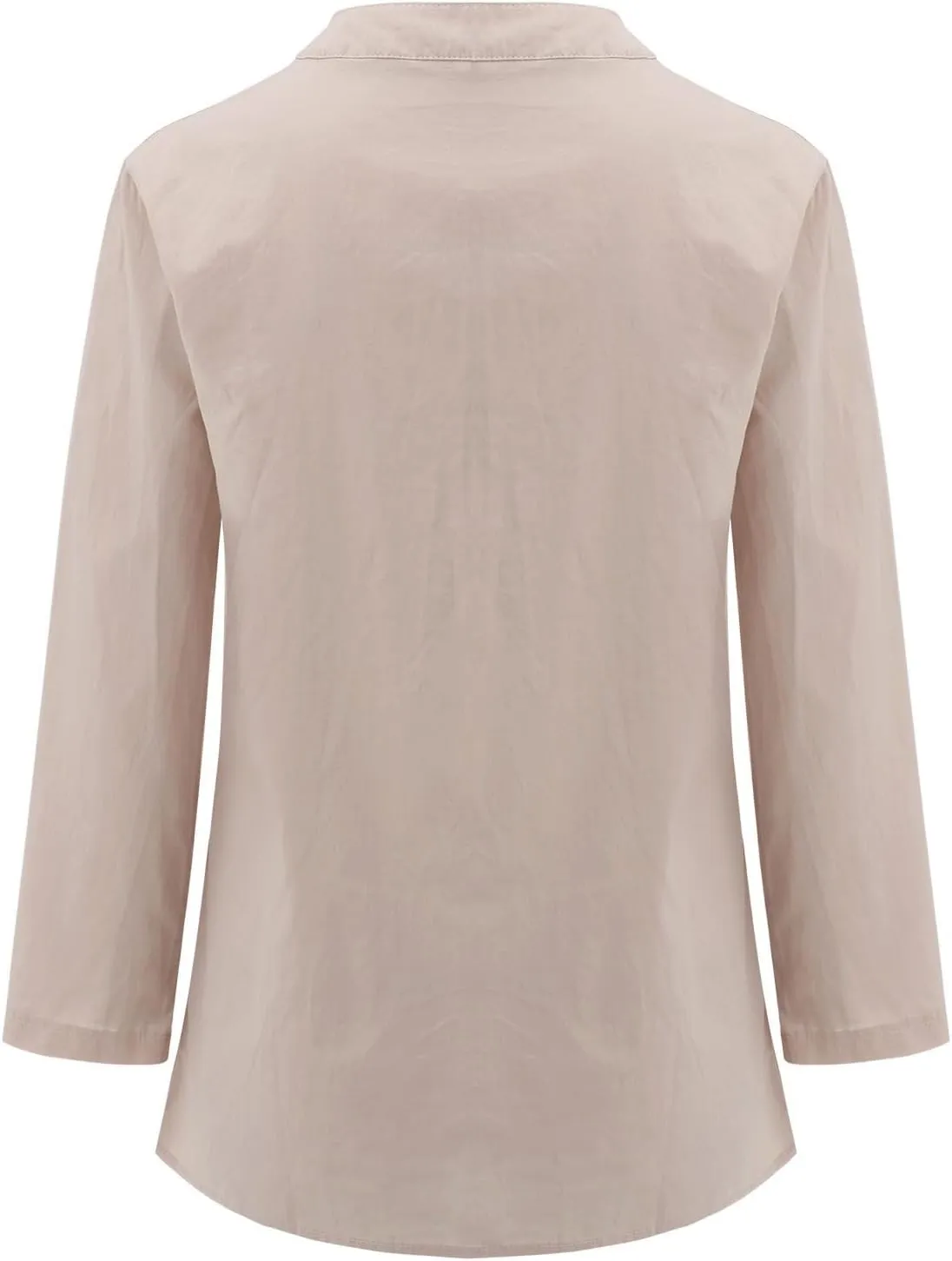 Binmer Womens Linen V Neck Button Down Shirts Oversized Long Sleeve Casual Blouse Loose Fit Solid Tunic Tops Plus Size