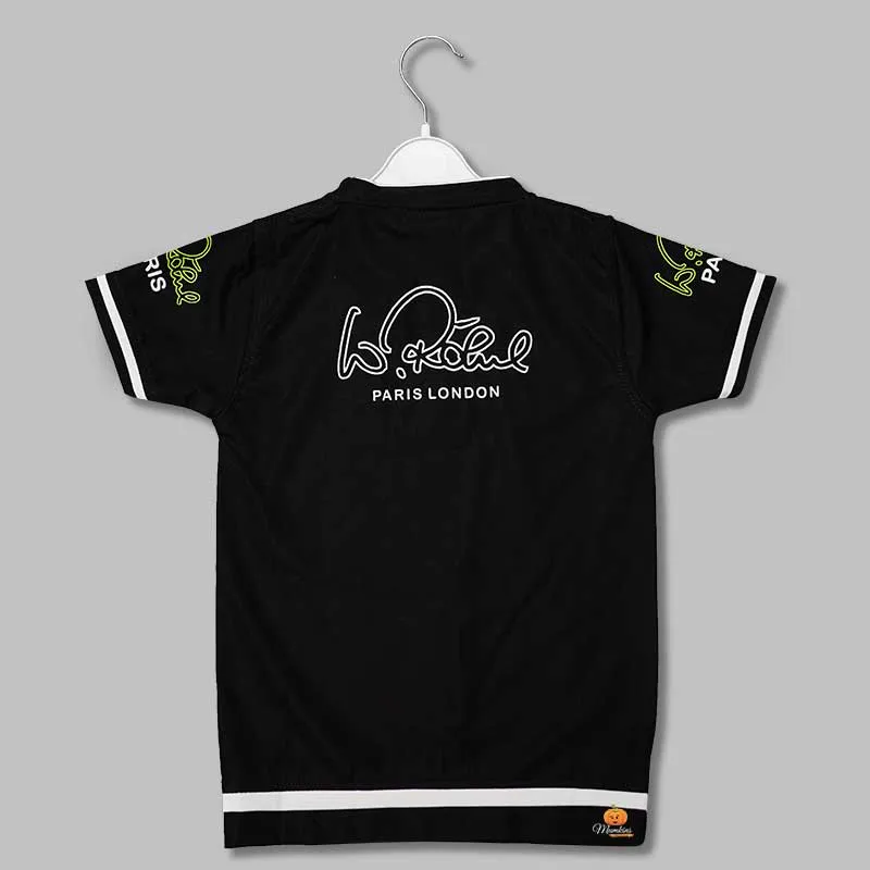 Black Blue Calligraphy T-Shirts for Boys