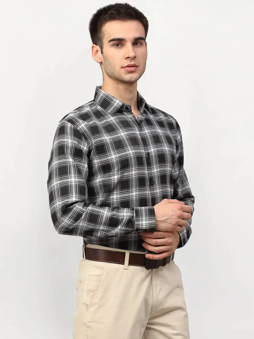 Black Men's Checked Formal Shirts