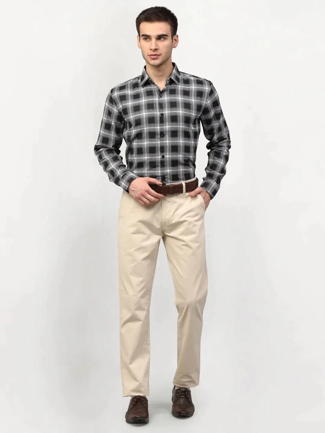 Black Men's Checked Formal Shirts