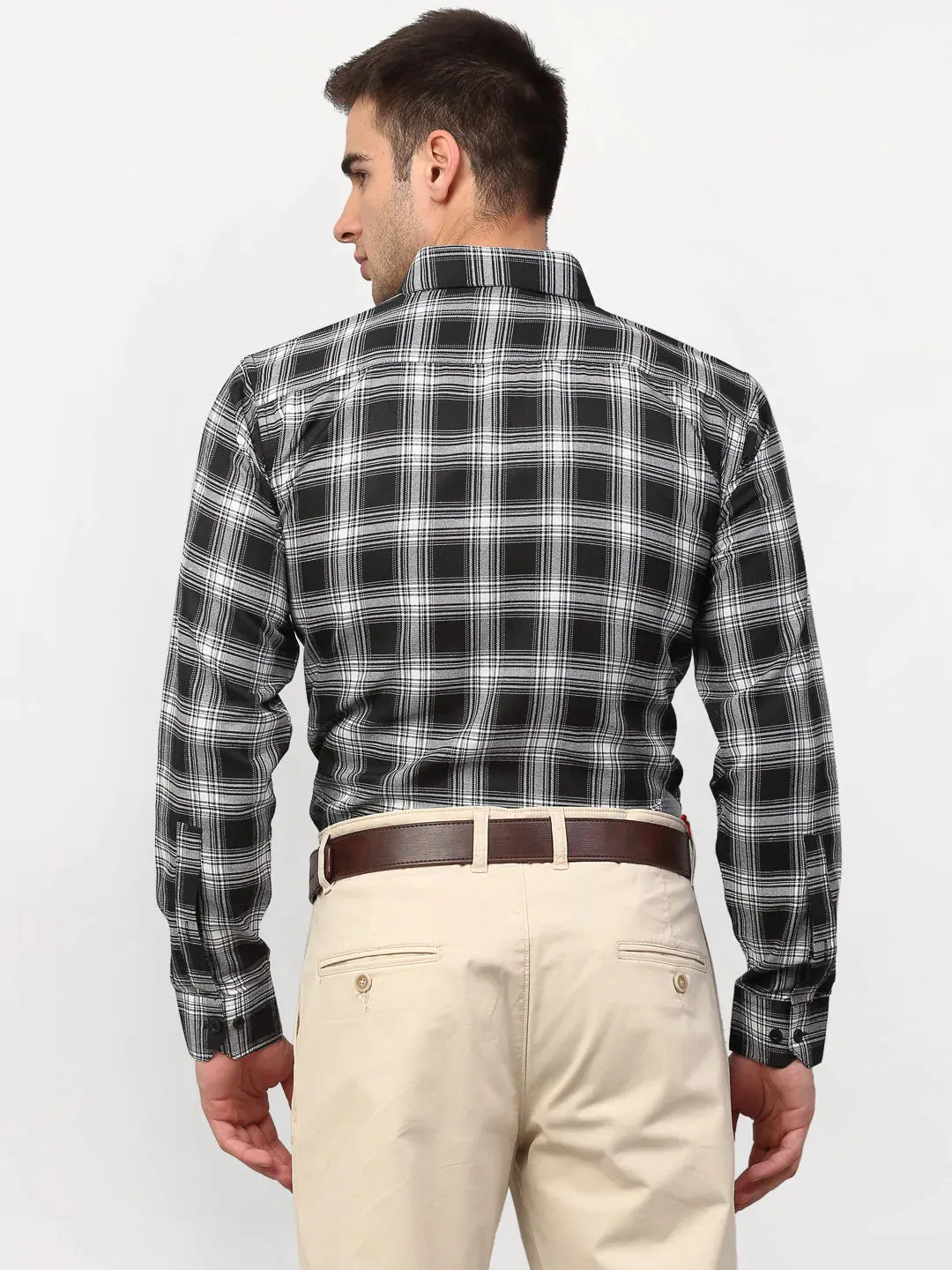 Black Men's Checked Formal Shirts