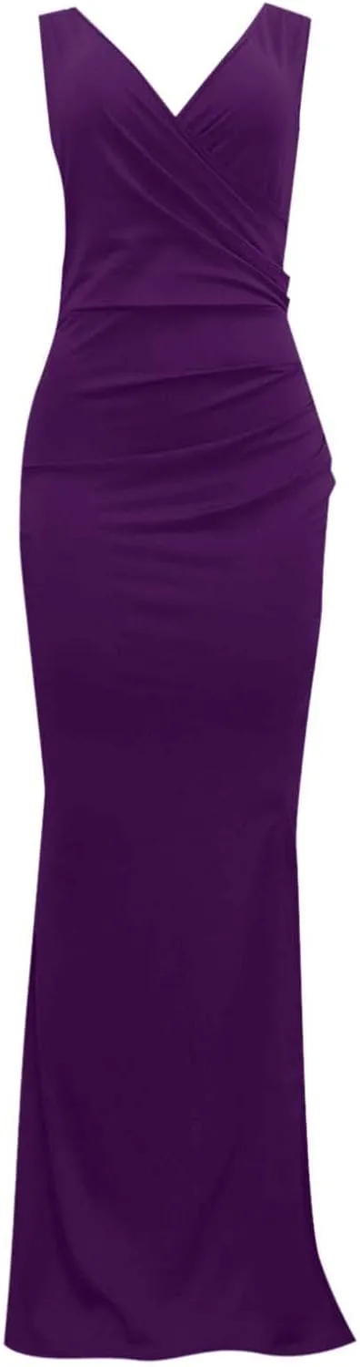 Black Midi Dress For Women Elegant Sleeveless V Neck Split Evening Gown For Women Long Formal Women's Formal