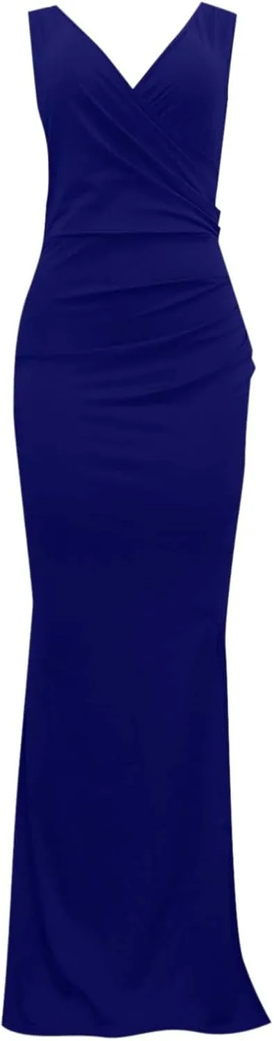 Black Midi Dress For Women Elegant Sleeveless V Neck Split Evening Gown For Women Long Formal Women's Formal