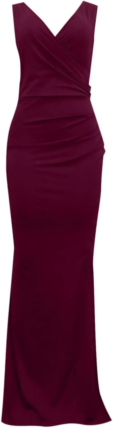 Black Midi Dress For Women Elegant Sleeveless V Neck Split Evening Gown For Women Long Formal Women's Formal
