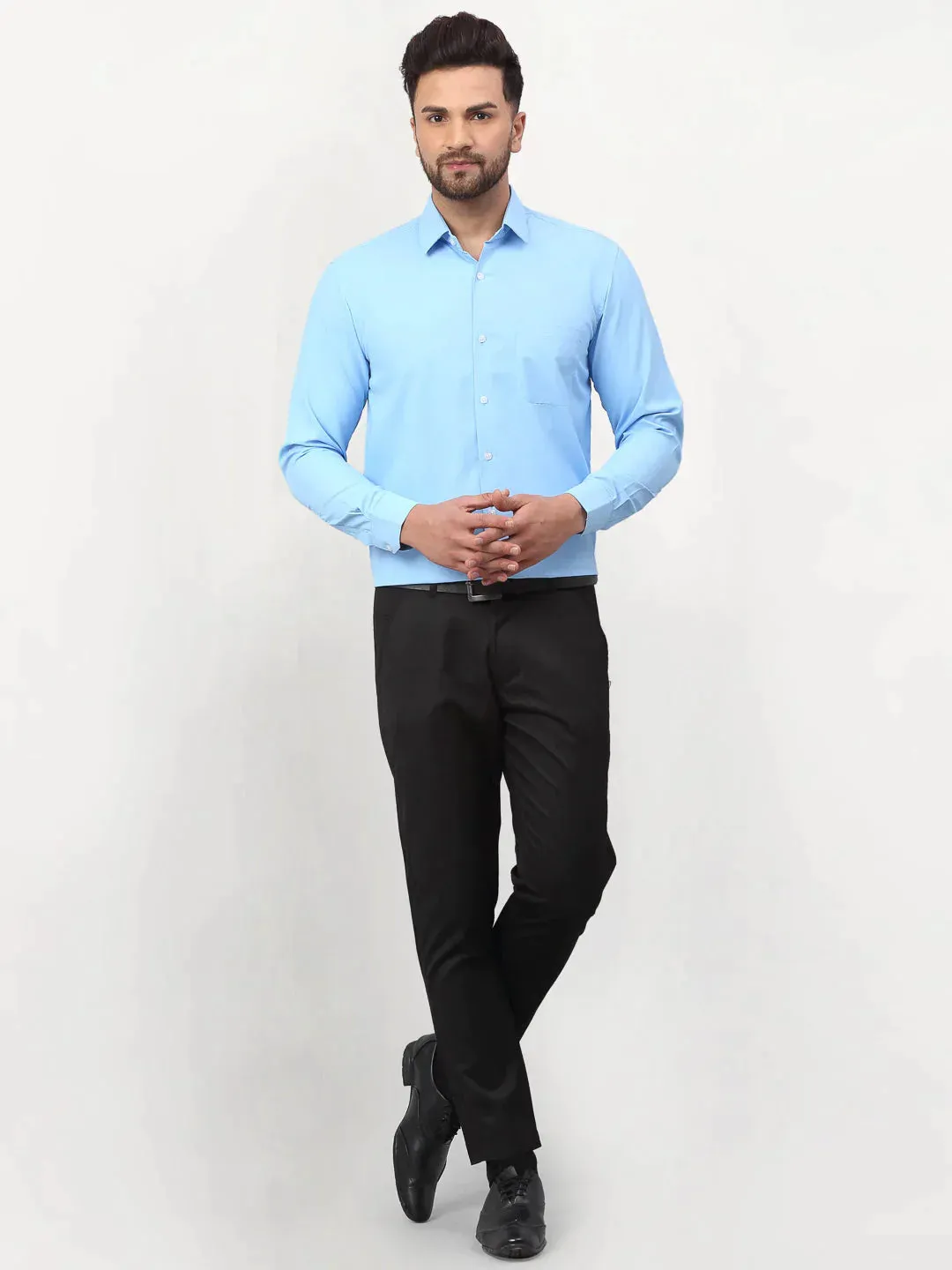 Blue Men's Solid Formal Shirts