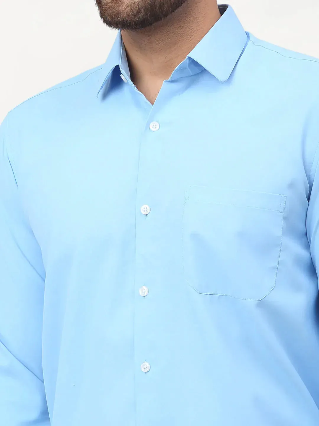 Blue Men's Solid Formal Shirts
