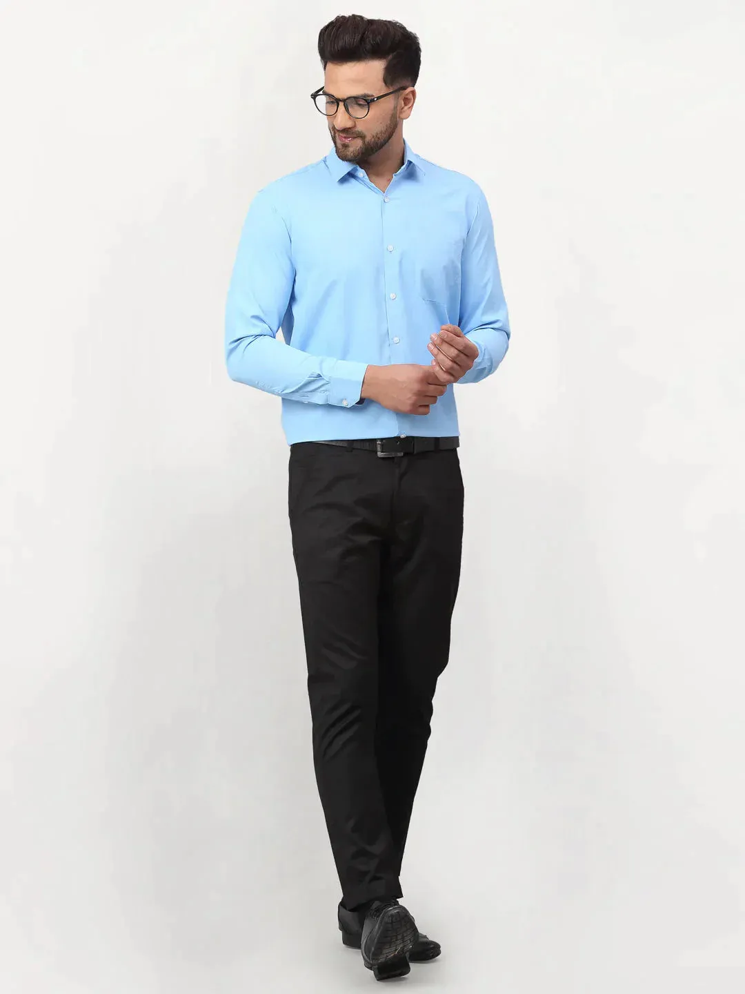 Blue Men's Solid Formal Shirts