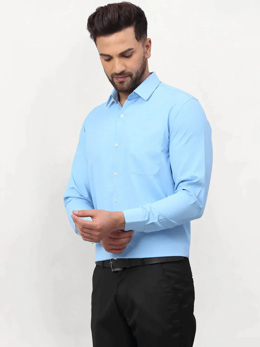 Blue Men's Solid Formal Shirts