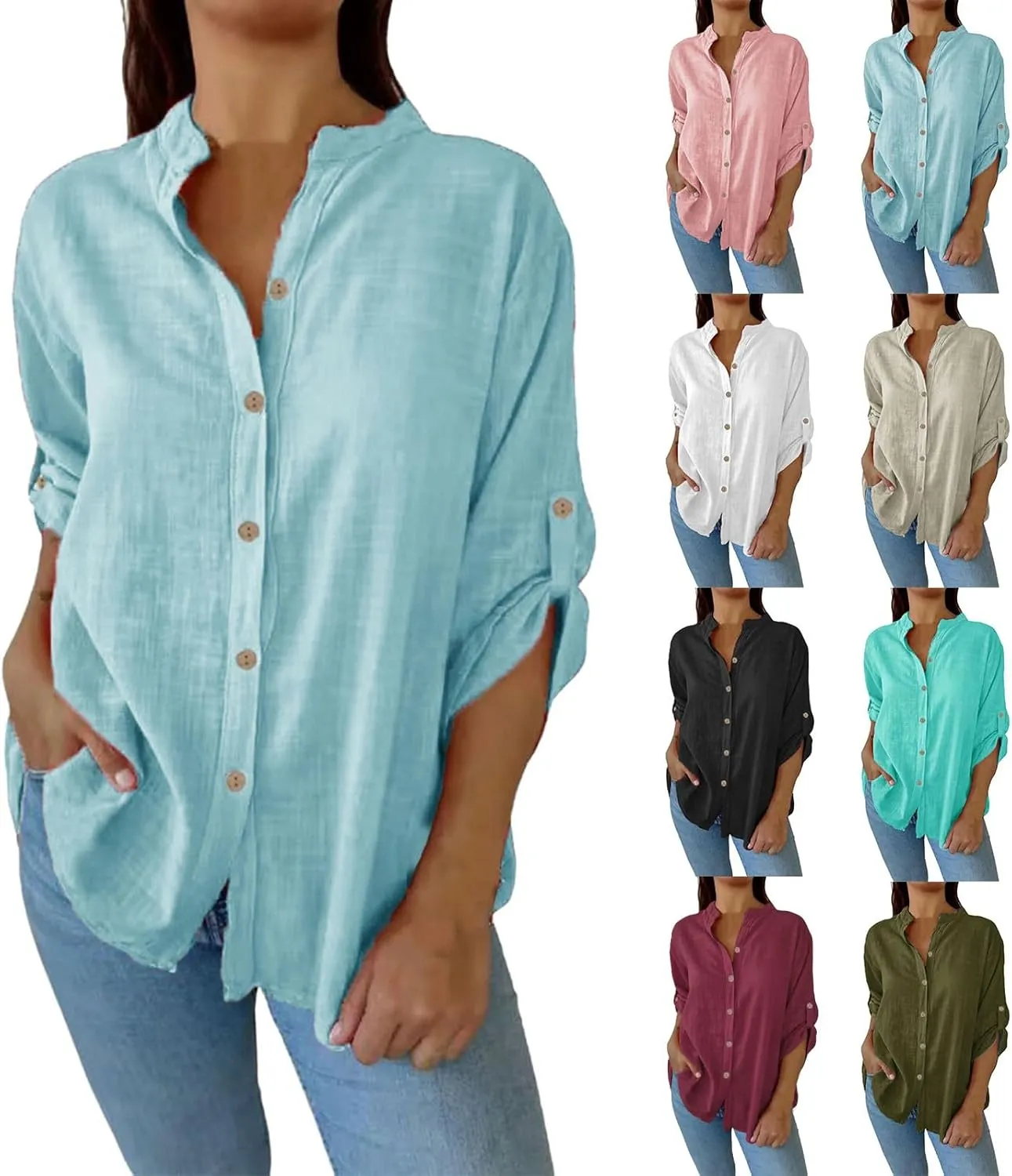 Boho Linen Button Up Shirt - Oversized Short Sleeve Blouse, Lightweight & Sheer-Resistant