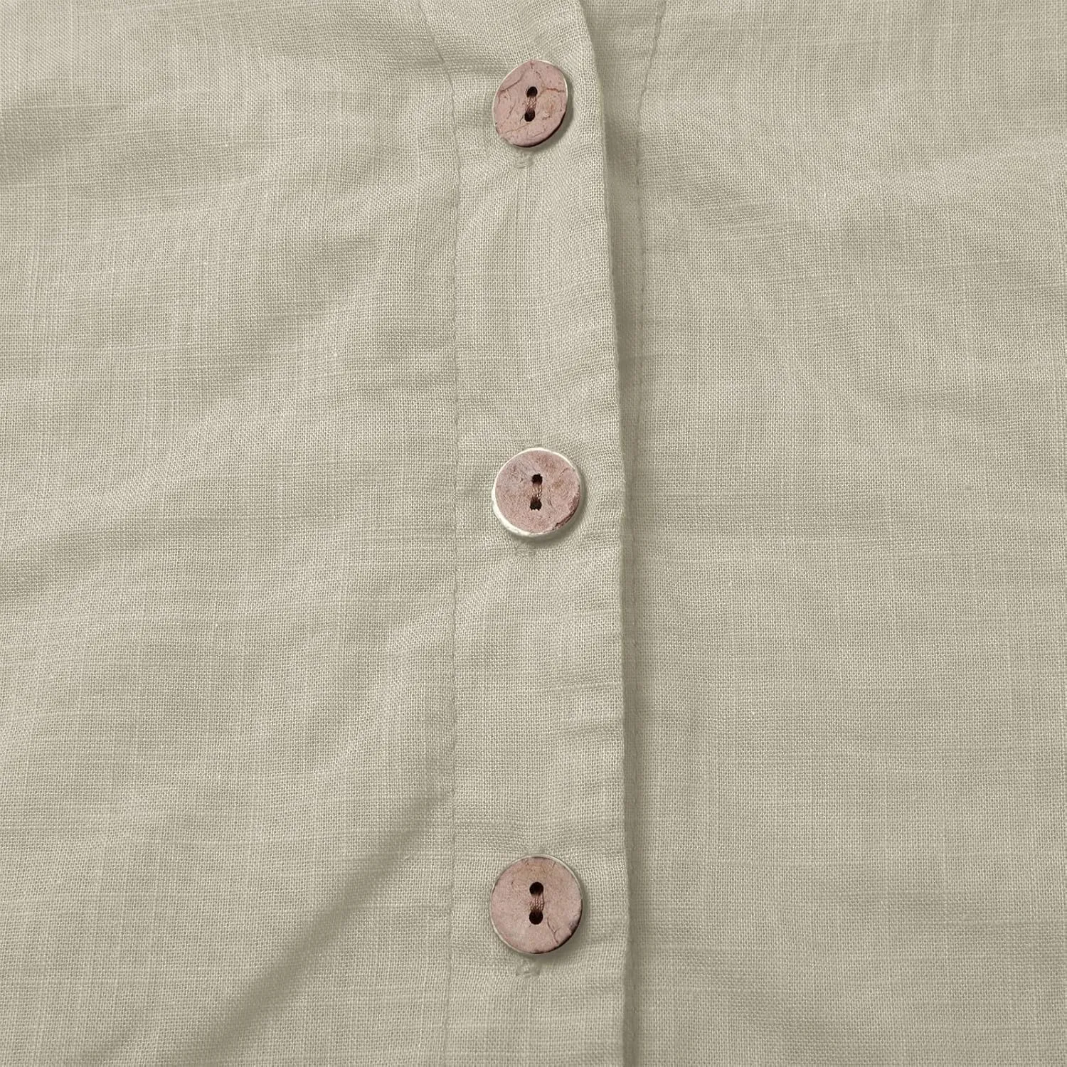 Boho Linen Button Up Shirt - Oversized Short Sleeve Blouse, Lightweight & Sheer-Resistant