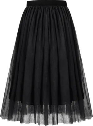 BOOPH Girls Tulle Skirts A-line Mesh Skirt Long Tutu Skirts Dress for Toddler Girls