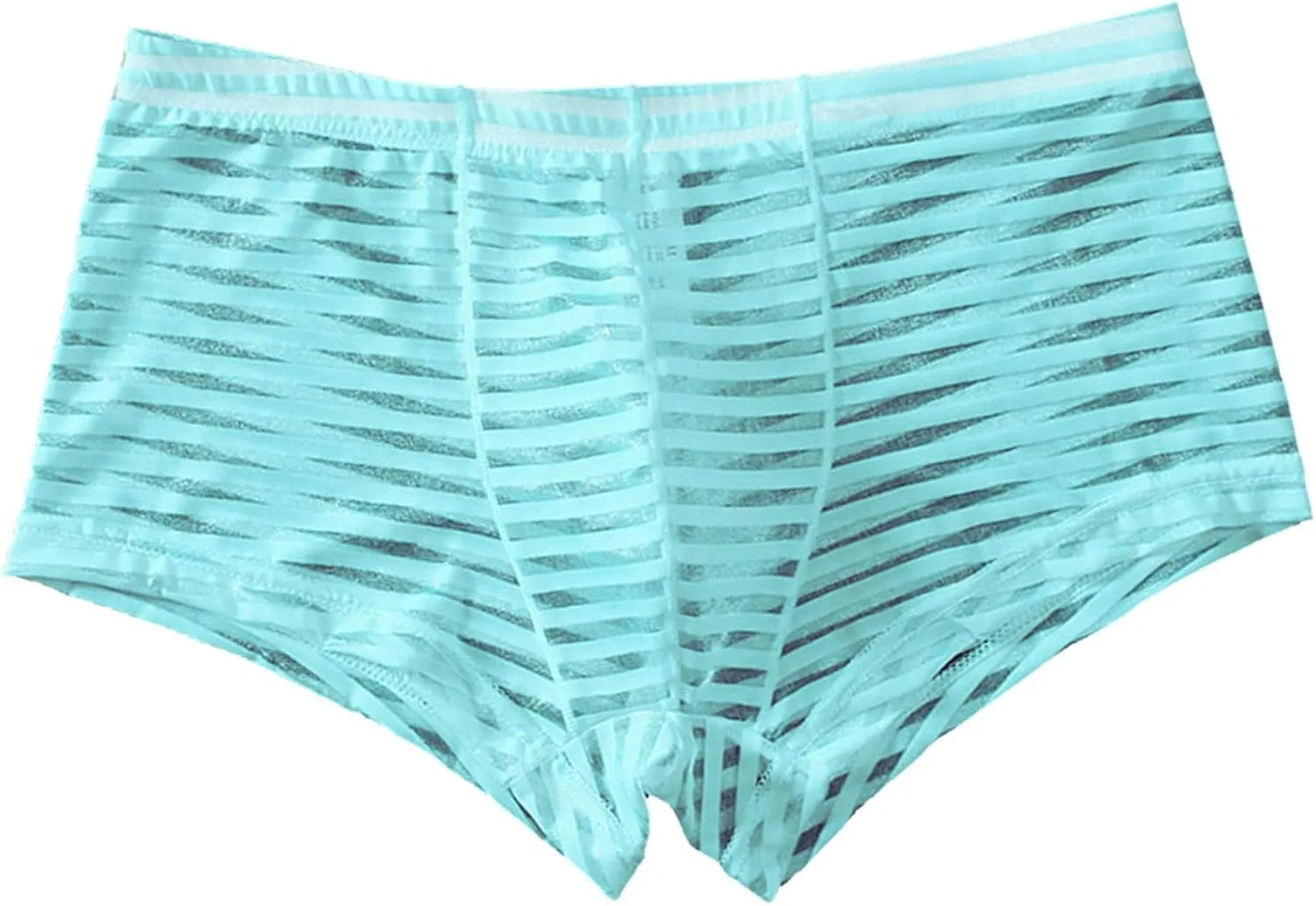 Boxer Briefs for Men Sexy Mid Waisted Cotton Breathable Striped Sheer Underwear Stretch Soft Pouch Comfortable Cool Trunks