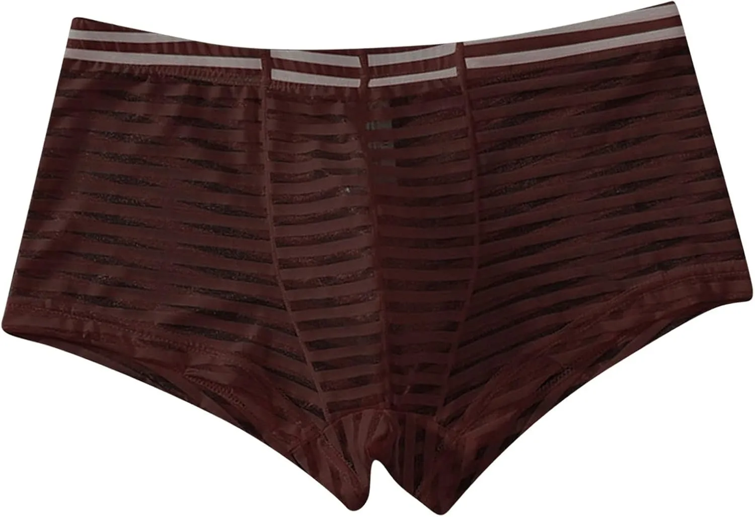 Boxer Briefs for Men Sexy Mid Waisted Cotton Breathable Striped Sheer Underwear Stretch Soft Pouch Comfortable Cool Trunks