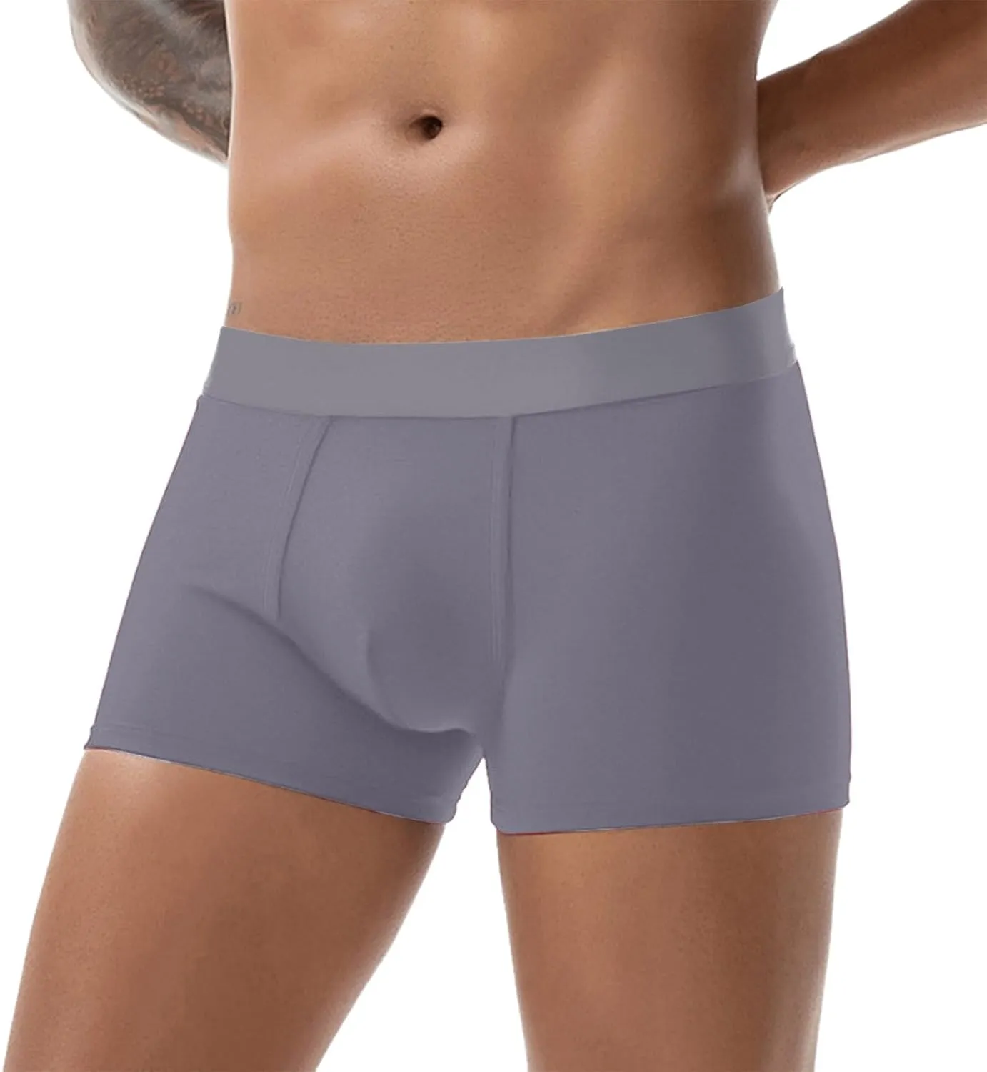 Boxer Briefs Mens Cotton High Waisted Breathable Sexy Underwear Stretch Soft Pouch Comfortable Cool Solid Color Boxer Briefs