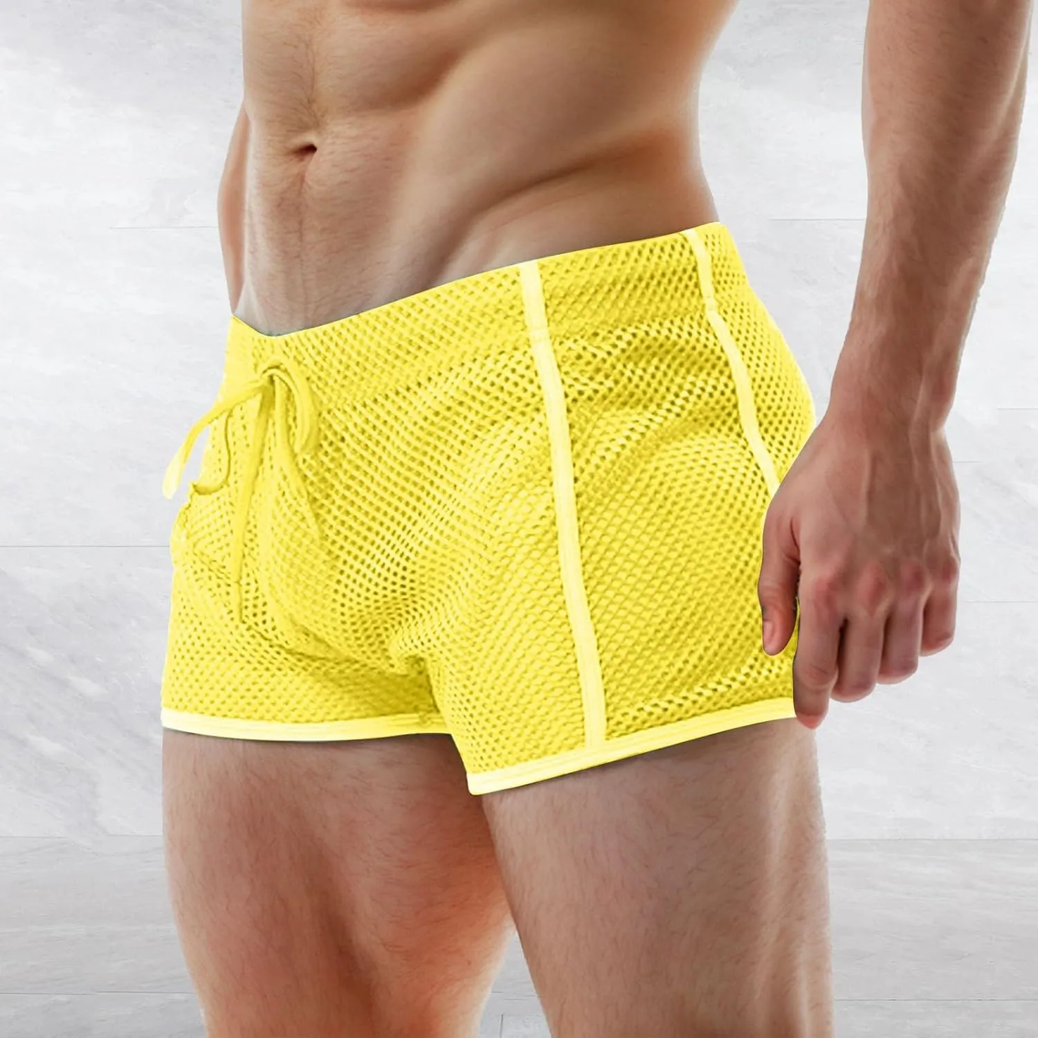 Boxers Briefs for Men Sexy High Waisted Cotton Breathable Drawstring Boxer Briefs Cool Pouch Comfortable Stretch Underwear
