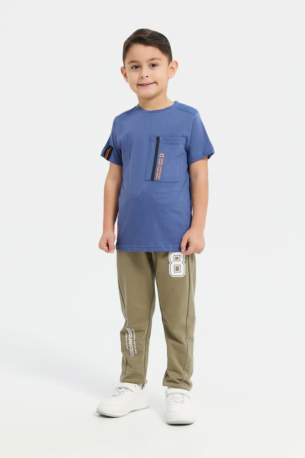 Boys Blue Short Sleeve T-Shirt With Pocket