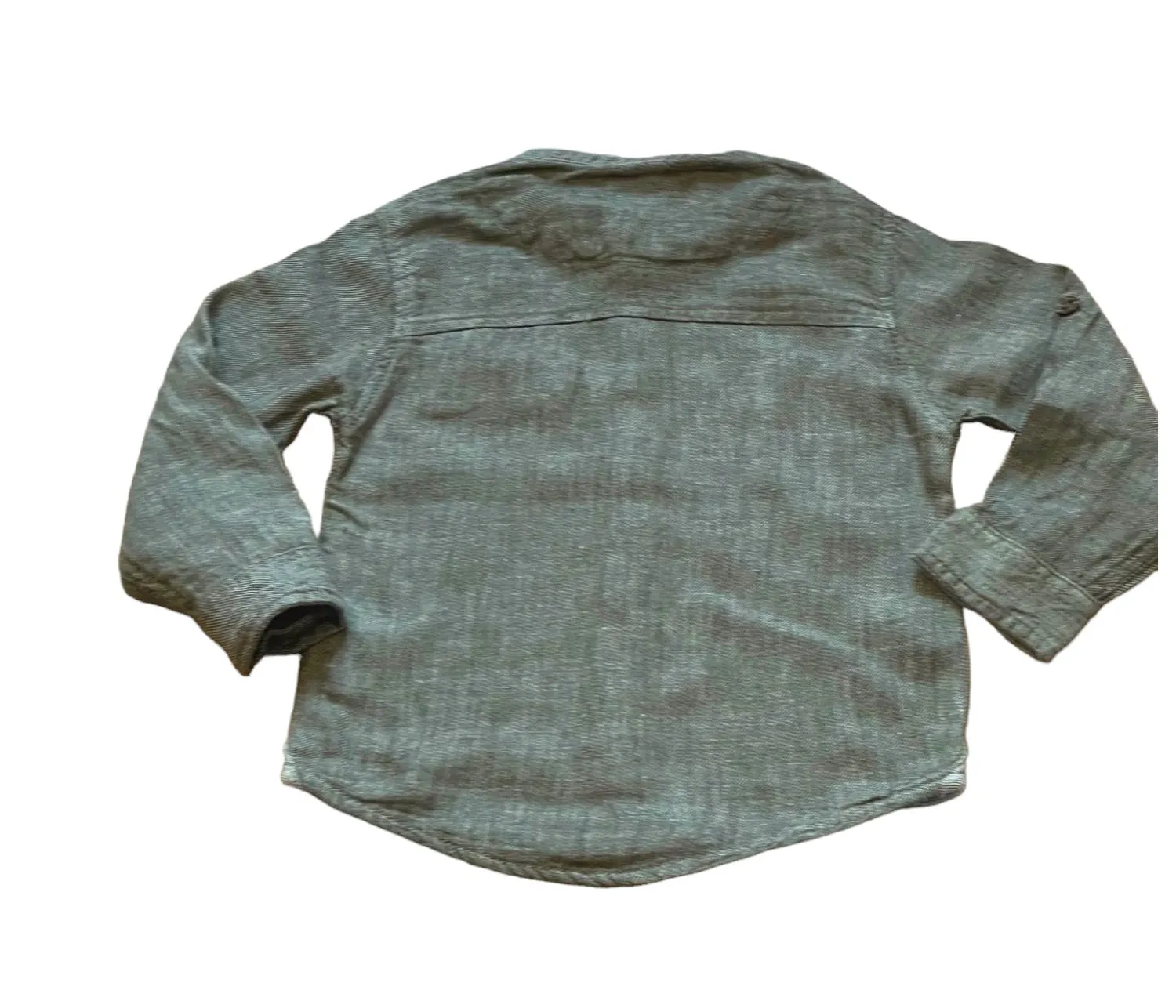 Boys Toddlers Khaki Cotton Stand Collar Button Long Sleeve Shirts