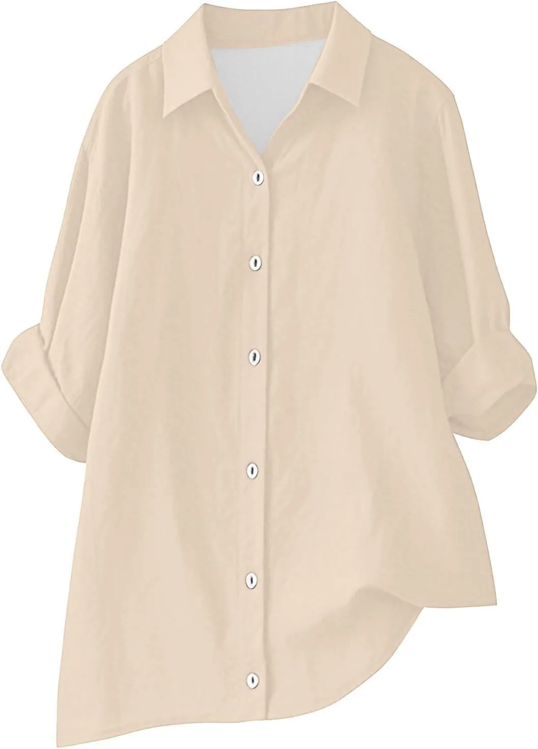 Breathable Linen Button-Up Top - Women's Soft Short Sleeve Blouse, Lightweight, Sheer-Resistant