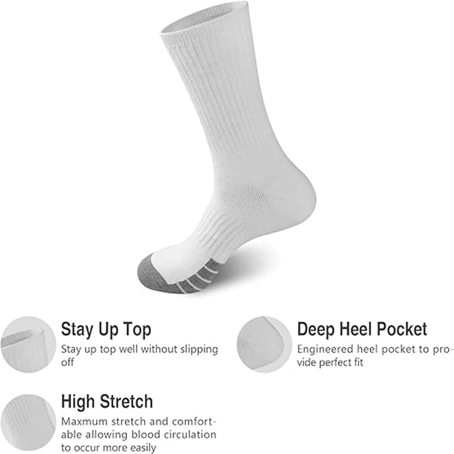 Breathable Running Ankle Socks 5 Pairs Wool Cushioned Compression Support Thermal Low Cut Athletic Socks