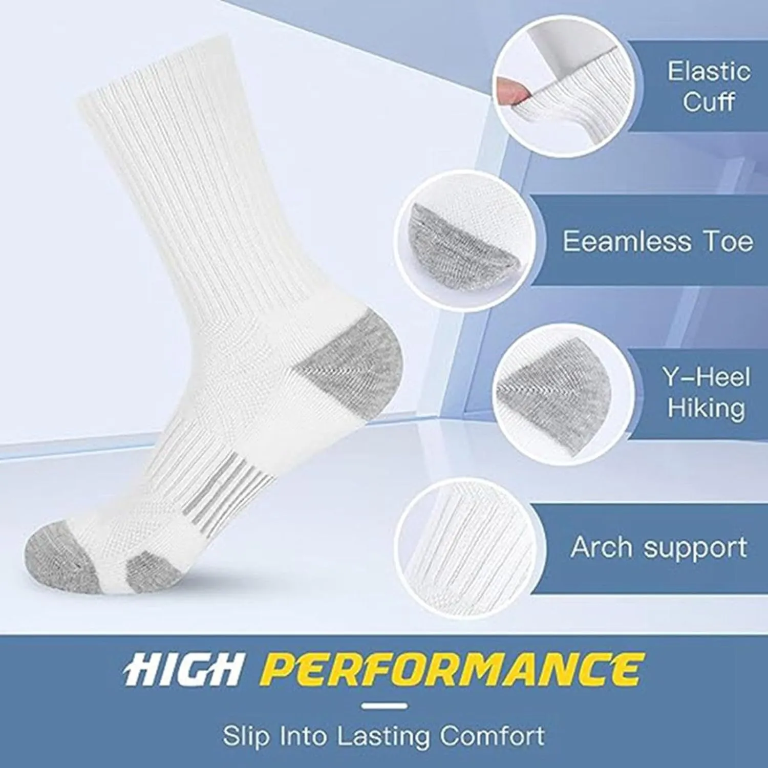 Breathable Running Ankle Socks 5 Pairs Wool Cushioned Compression Support Thermal Low Cut Athletic Socks